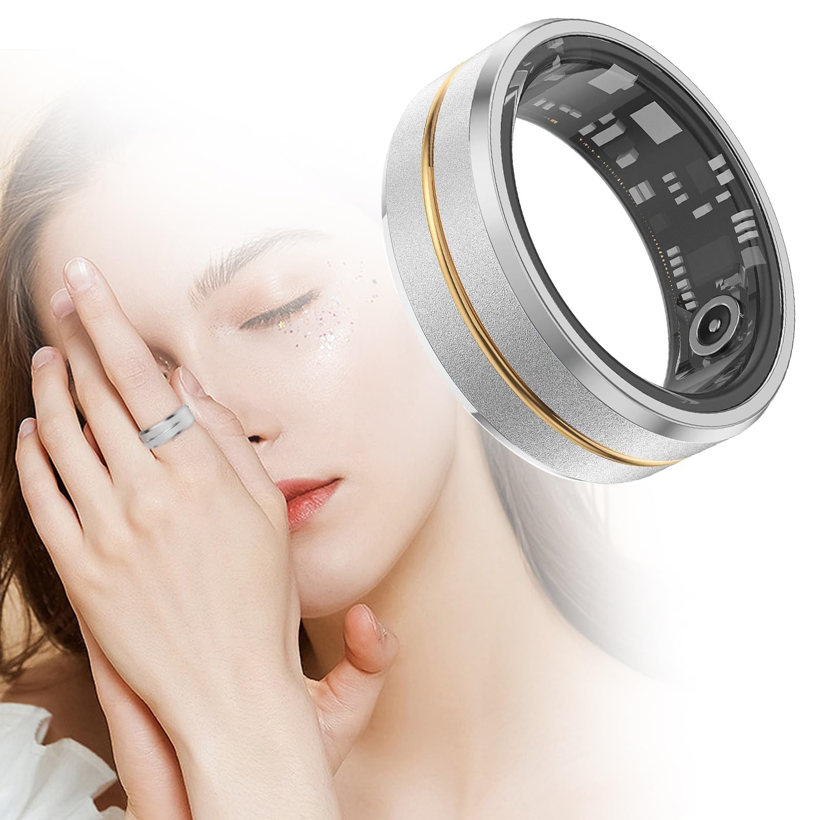 Anillo Inteligente De Seguimiento De Salud, Smart Ring Mujeres, Monitor De Actividad Sueño Podómetro Deportiva IP68 Health Tracker Con Monitorización De Oxígeno En Sangre De Frecuencia Cardíaca ( Colo