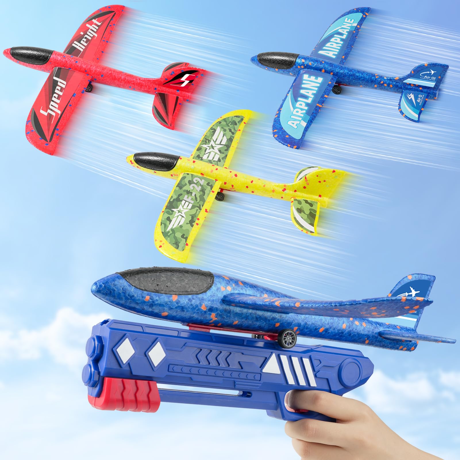 Sugar Kee Avion Juguete, Lanzador de Aviones con Pistola de Tiro, Juguetes para Niños de 3 4 5 6 7 8 9 10 años, Regalos para niños de 3-10 años, Regalos de Cumpleaños para niños