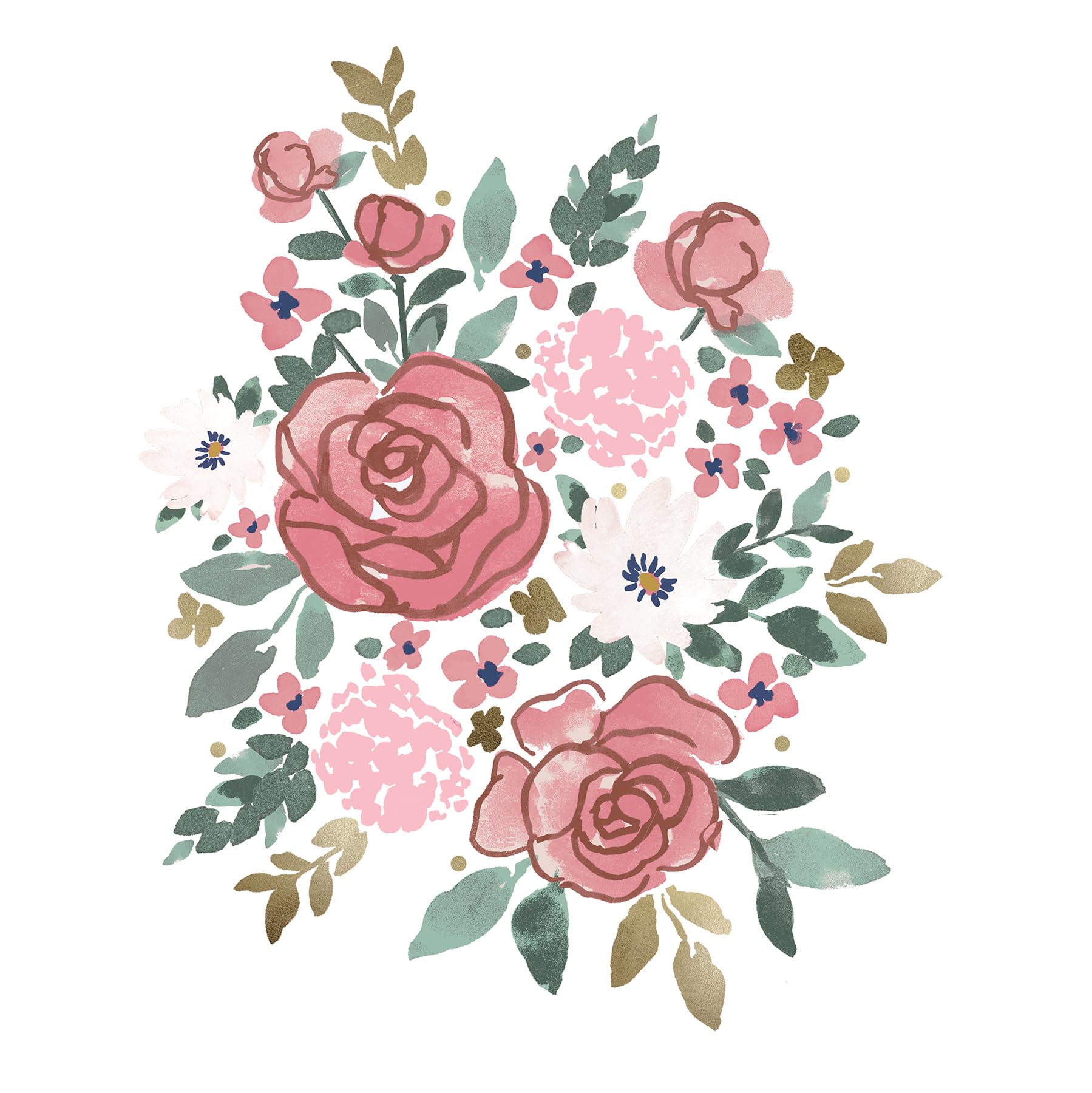 Stickers muraux floraux rose et doré RoomMates RMK5530GM