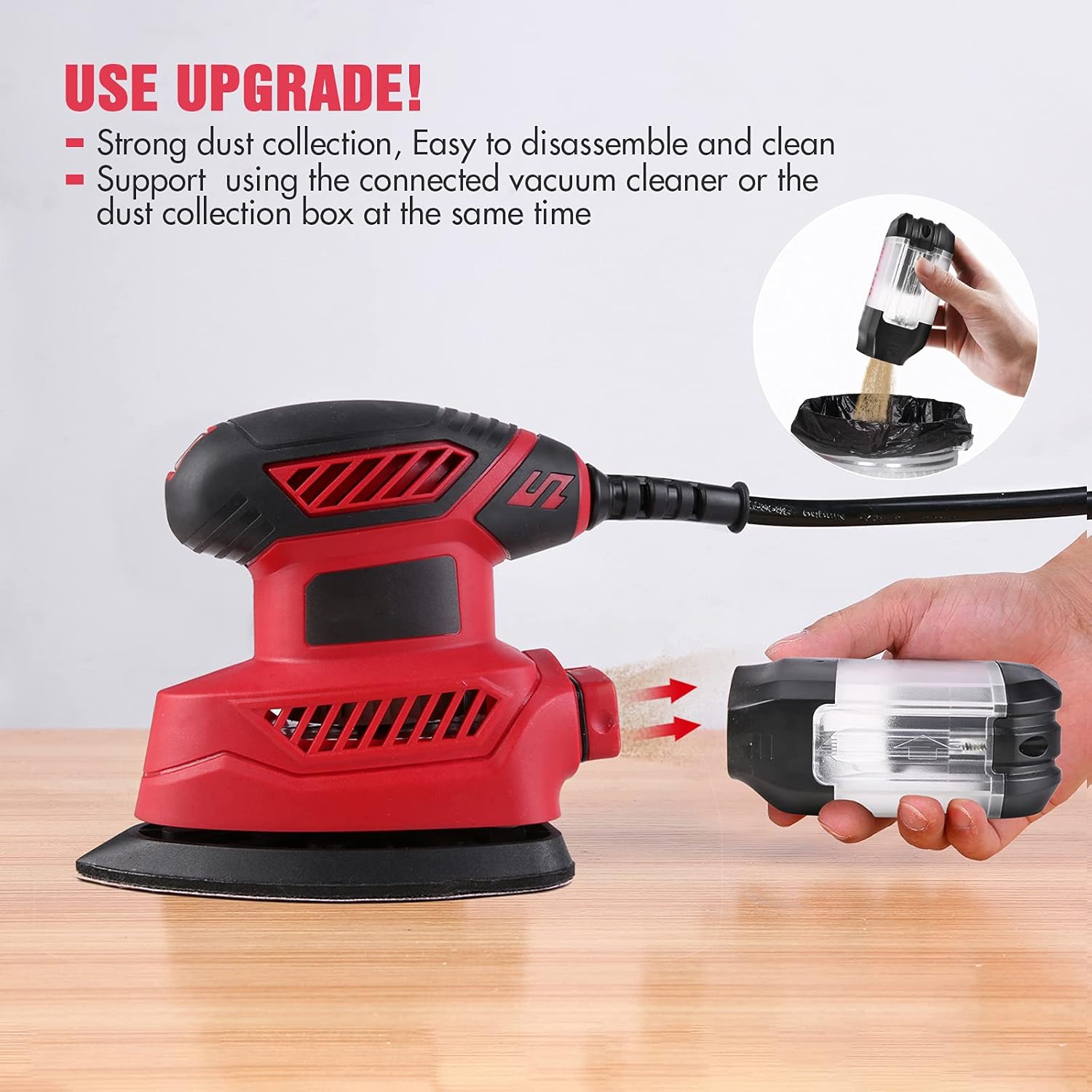 Hainar Detail Sander 130W 14000RPM Compact Electric with 20pcs Sandpaper Efficient Dust Collection System for Sanding Works in Home Decoration & DIY - - 