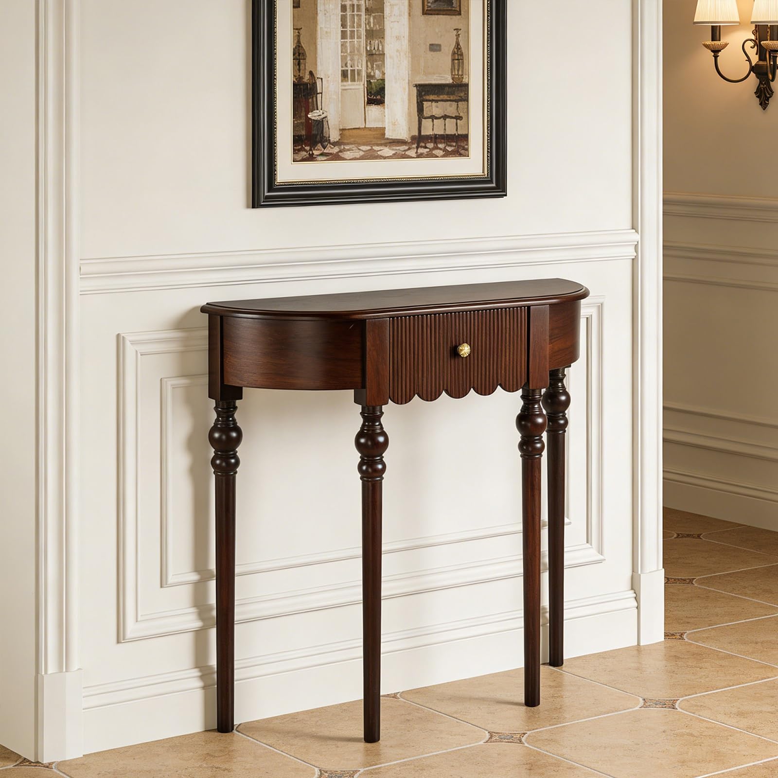 Mesa de entrada estrecha de 80cm con cajón para organizar pasillos