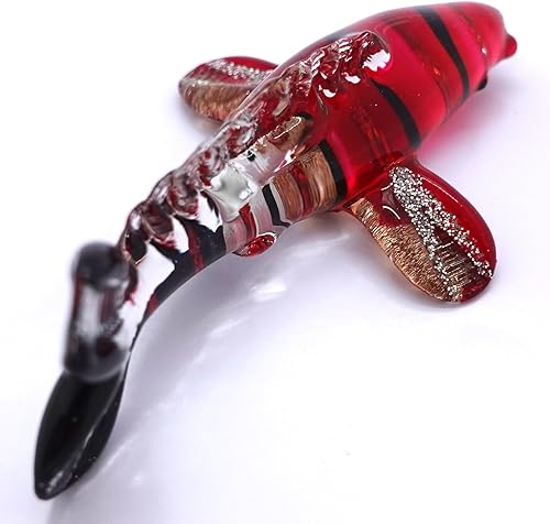 Miniatura 9 de Figuras en miniatura de peces japoneses de carpa koi, animales soplados a mano, arte de vidrio coleccionable, regalo para decorar (morado naranja)
