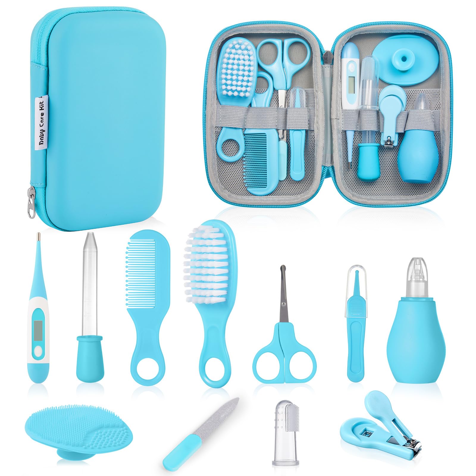 Baby Healthcare and Grooming Kit, Lictin 12PCS Nursery Care Kit, Newborn Safety Health Care Set with Hair Brush,Comb,Nail Clippers and More for Newborn Infant Toddlers Baby Boys