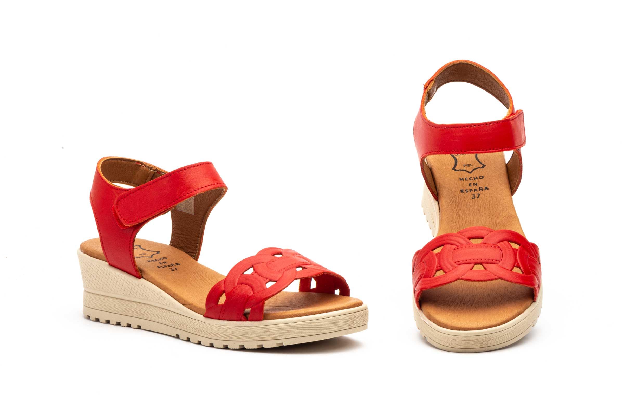 Damen Sandalen mit Klettverschluss & Komfort-Cuña, rutschhemmende