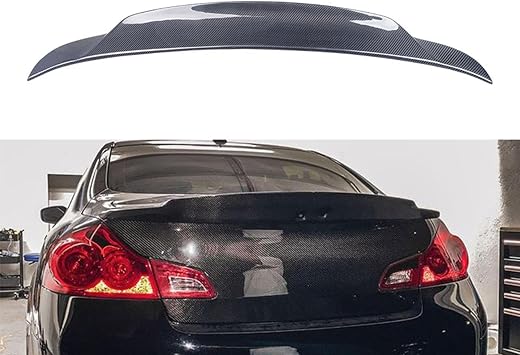 متوافق مع إنفينيتي G35 G37 4Door 2007-2013، جناح خلفي للسيارة من الكربون الحقيقي، زخرفة الشفة العلوية، الجناح الخلفي، ضبط السيارة، تصميم الملحقات الخارجية