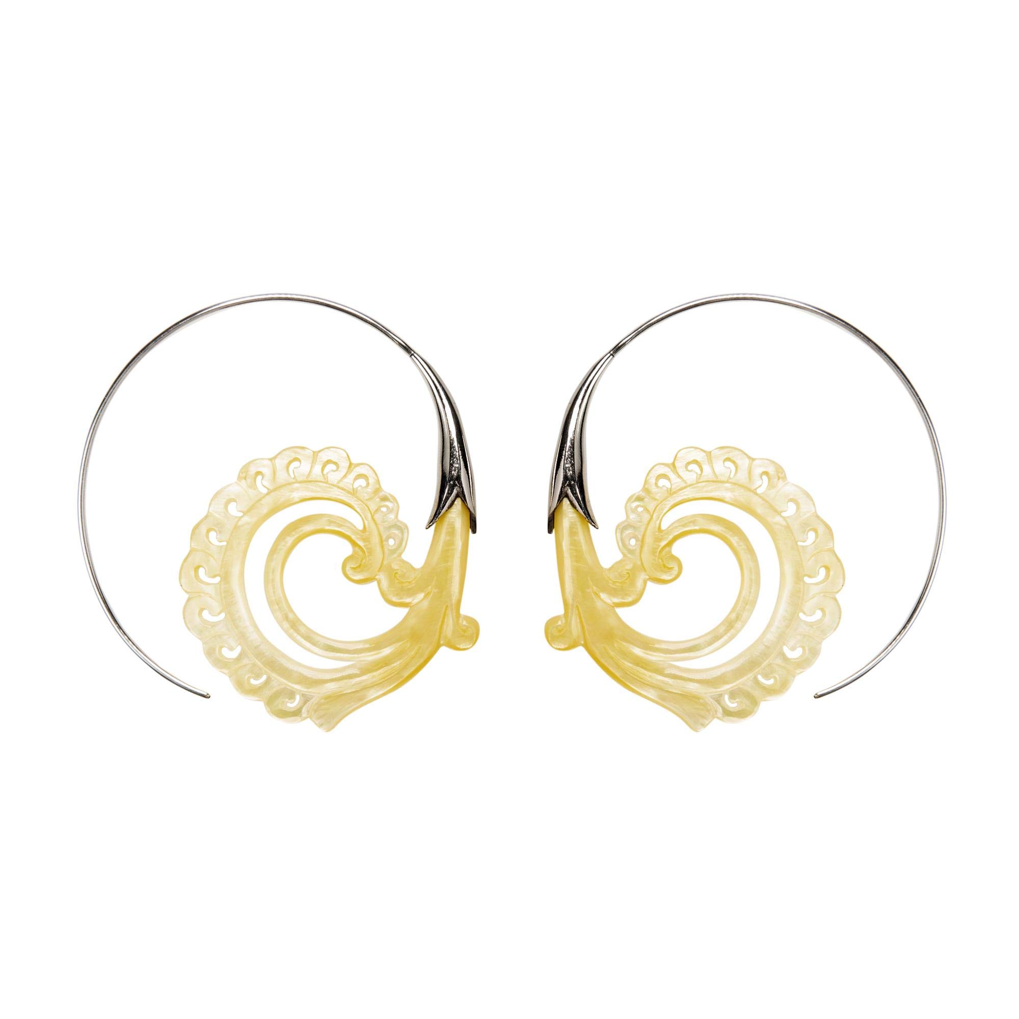 81stgeneration Orecchini Donna Argento Sterling 925 Madreperla Ola Doppio Koru