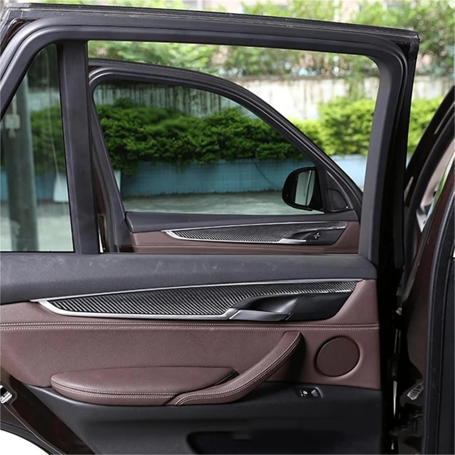 4PCS Carbon Fiber Car Interior Door Cover Trim Strips Compatible with BMW X5 F15 X6 2014-2018 Inner Decoration Sticker Replacement