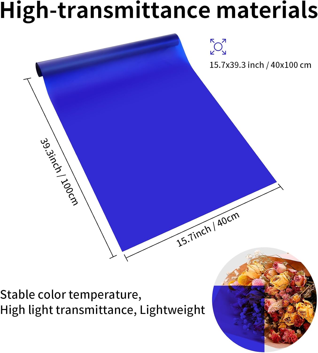 Meking 15.7x39in/40x100cm Light Filters Film, Lighting Gel Filter Blue CTB Flash Light Color Correction Transparent Overlays Sheet Film for Photo Studio Strobe Flash LED Video Light Reading Craft DIY