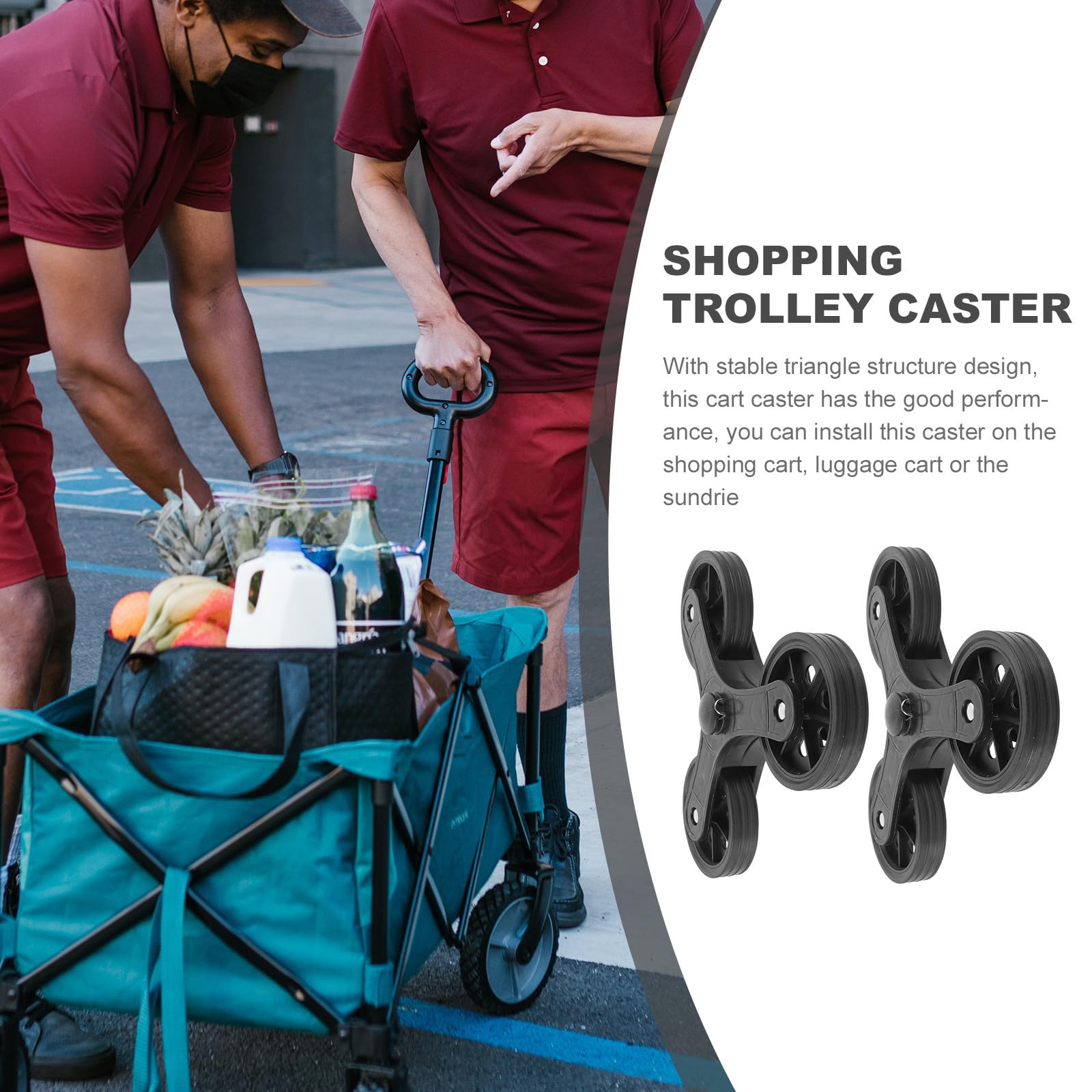 1paire Roues Triangulaires Plastiques pour Chariot de Courses avec Roulements Roues Increvables pour Escalade Escaliers Remplacement pour Chariot Caddie et Trolley Stabilité