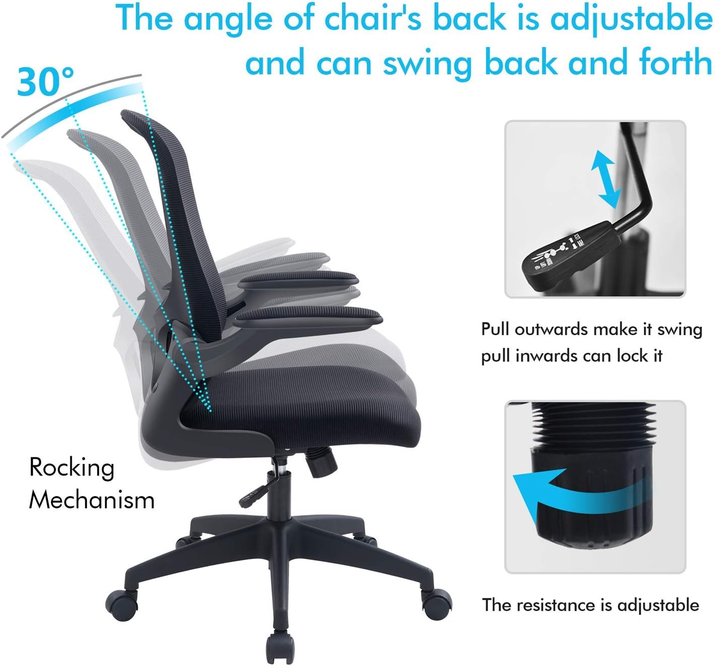 Office Chair, FelixKing Ergonomic Desk Chair with Adjustable Height, Swivel Computer Mesh Chair with Lumbar Support and Flip-up Arms, Backrest with Breathable Mesh (Black) : Home & Kitchen