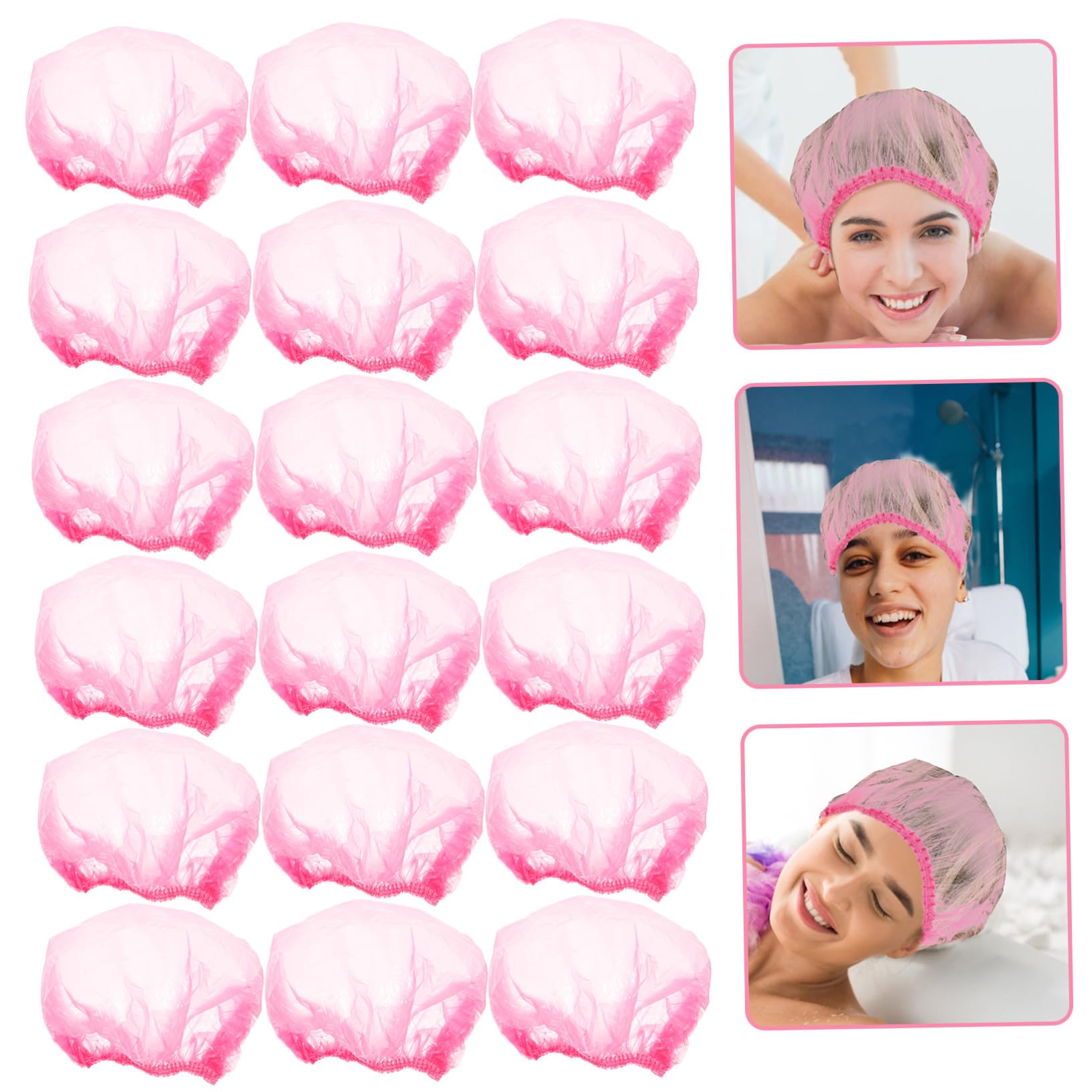 Homoyoyo 500 Stück Große Rosa Einweg Duschhauben aus Kunststoff für Damen Wasserfeste Elastische Badehauben zum Schutz der Haare Beim Baden und Reisen