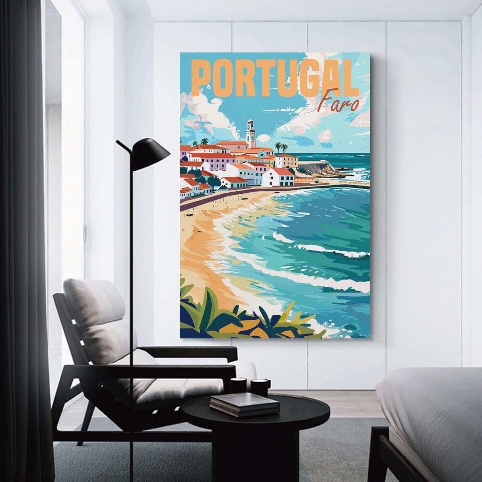 Junmoney Decorative Canvas Print Faro Portugal Travel, 08x12inch(20x30cm), for Office, Study Or Home Workspace, Decorative Artwork for Productive Spaces