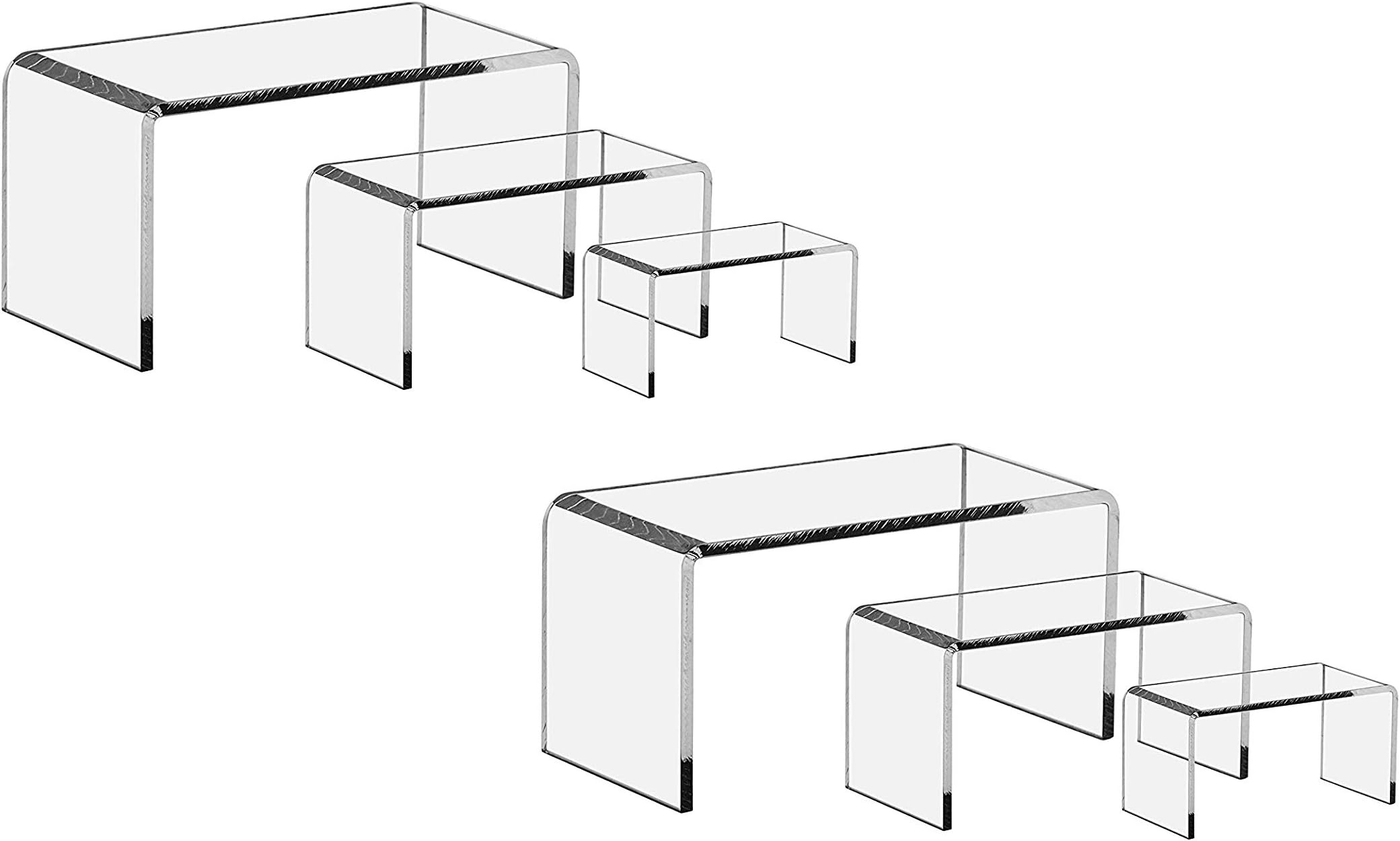 FlanicaUSA 6 Pieces Set - Clear Acrylic Display Riser Set, Acrylic Display Stand