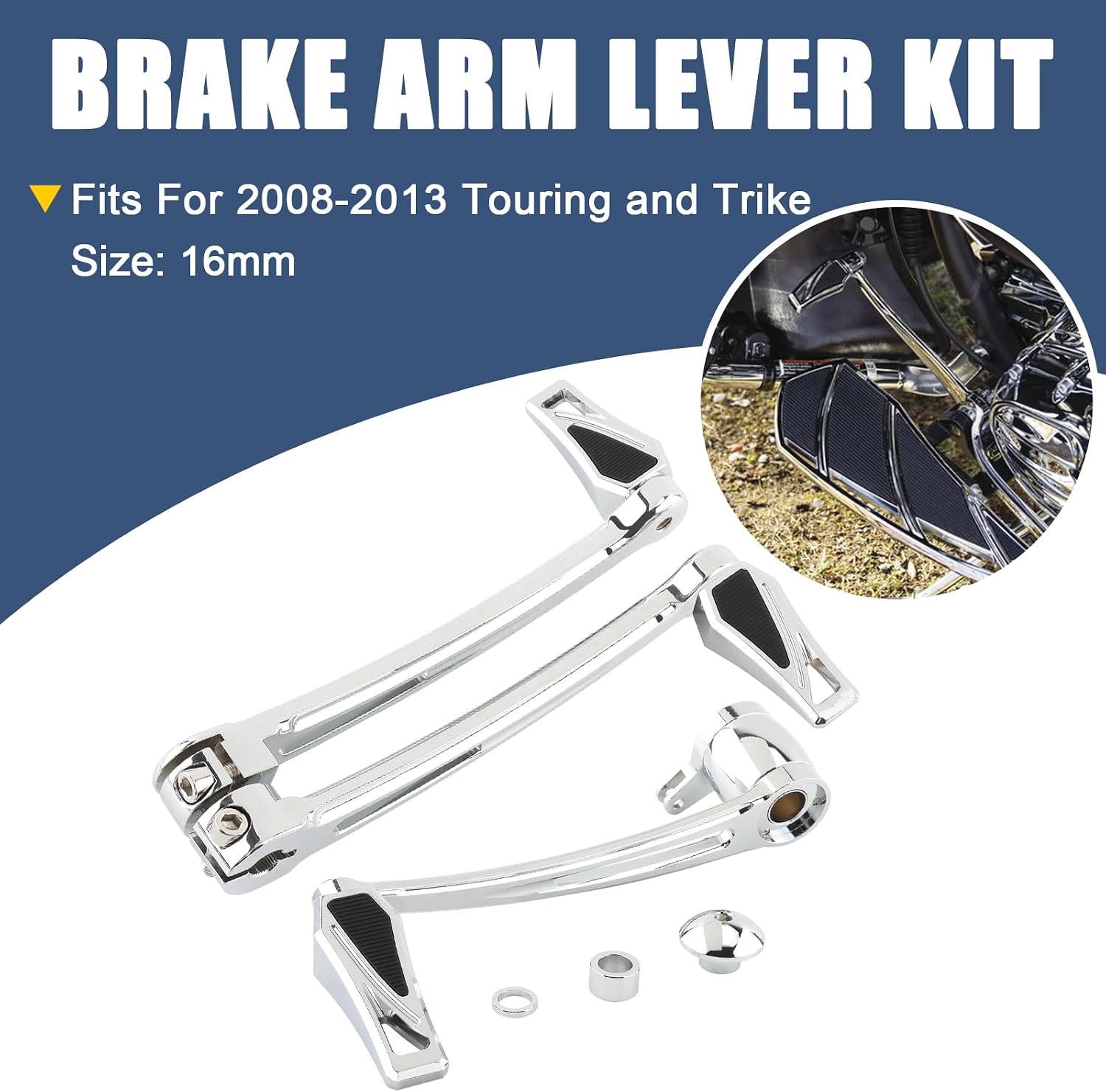 Brake Arm Lever Kit Phantom Shifter Lever Heel Toe Shift Pegs Fit for Harley 2008-2013 Touring Road King Road Glide Street Glide Electra Glide Trike (Chrome)