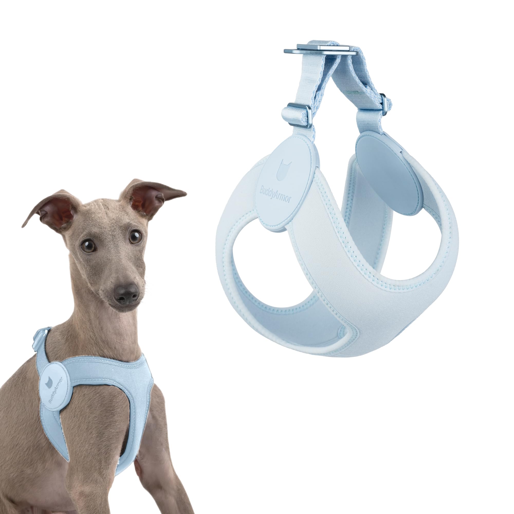 ultra comfortable dog harness adjustable soft dog vest, alloy buckle closure lightweight stretchy puppy harness step in for small sized dogs walking training (sierra blue, xl 21.7-23.6")