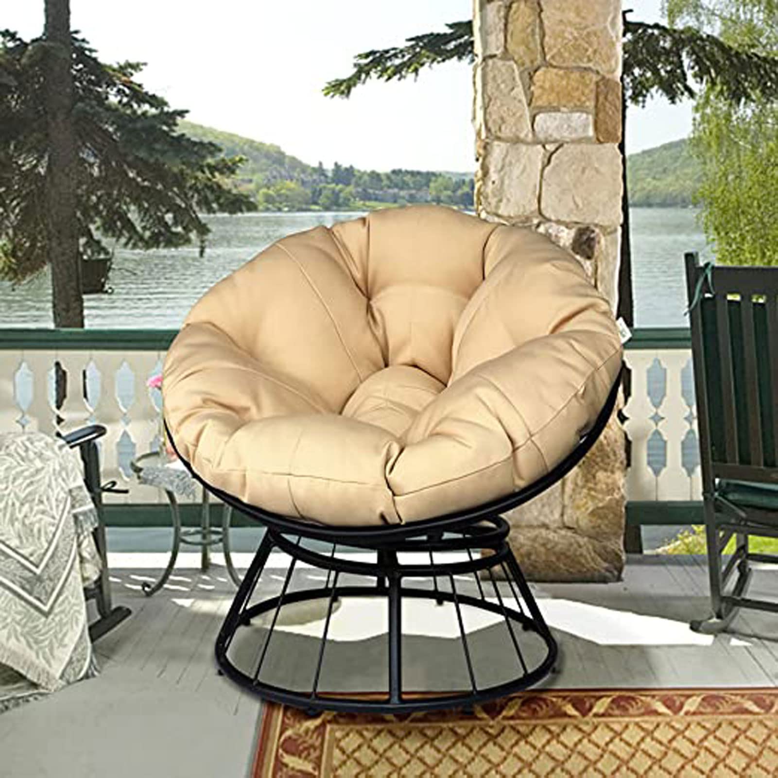 Hamaca colgante para exteriores, impermeable, resistente al sol, lavable, para jardín, balcón, redonda, 140 x 140 cm, repuesto para silla de huevo colgante