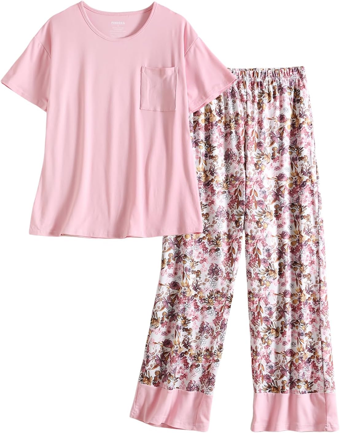 PNAEONG Womens Pajama Sets Comfy Pj Sets Short Sleeve Crew Neck Top and Printd Long Pants Loungewear Sleepwear - Image 9