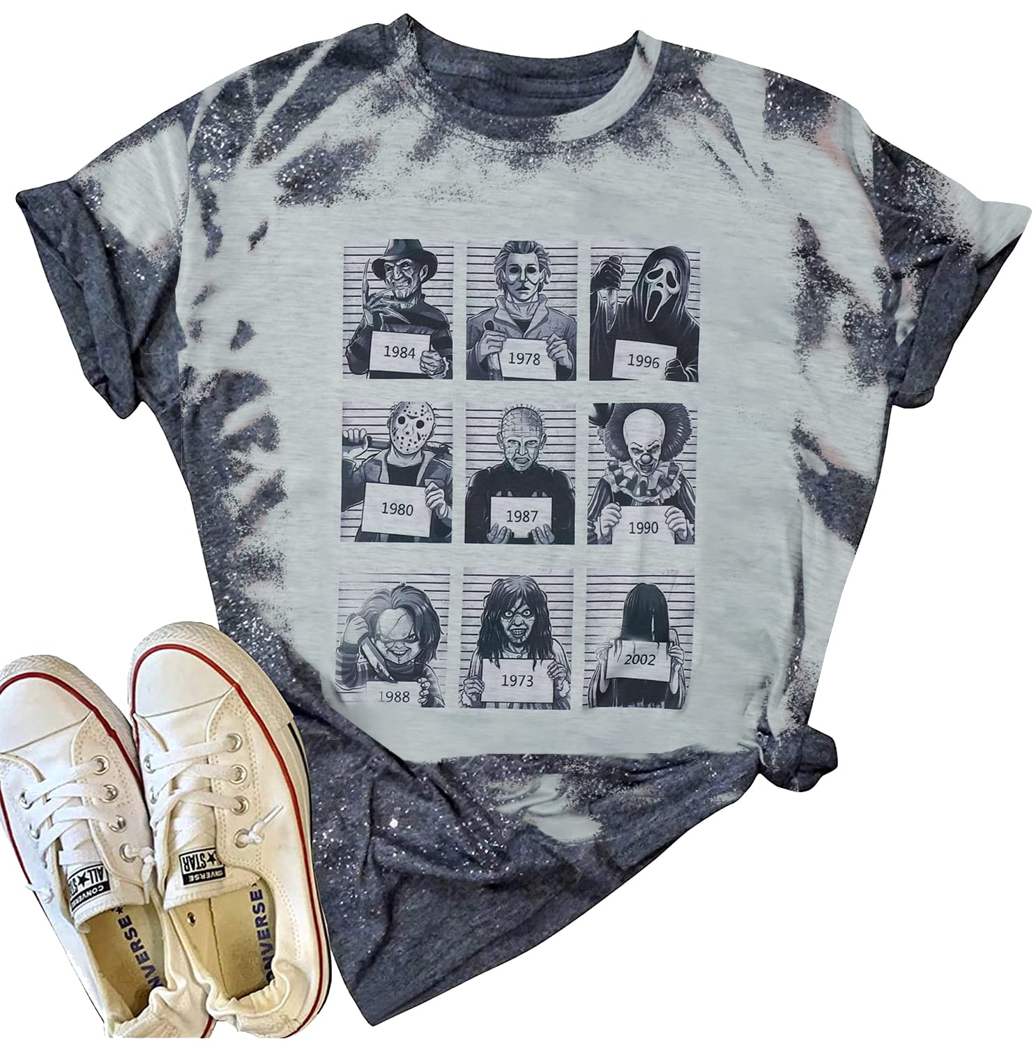 Buy Horror Movie Mugshot Shirt Women Vintage Halloween Moive Character