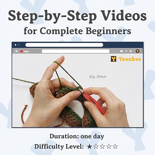 Vista 15 de Yeezhee Kit de ganchillo para principiantes, kit de inicio de sombrero de ganchillo con tutoriales en video paso a paso, kit de tejido de gorro