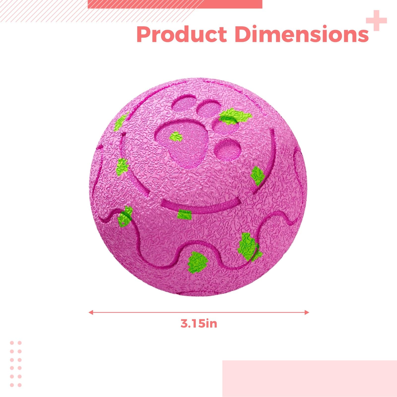 Pelota interactiva para perros para mascotas, juguete inteligente rosa para perros con características de movimiento y rebote automático, construcción resistente de E-TPU, luz LED integrada