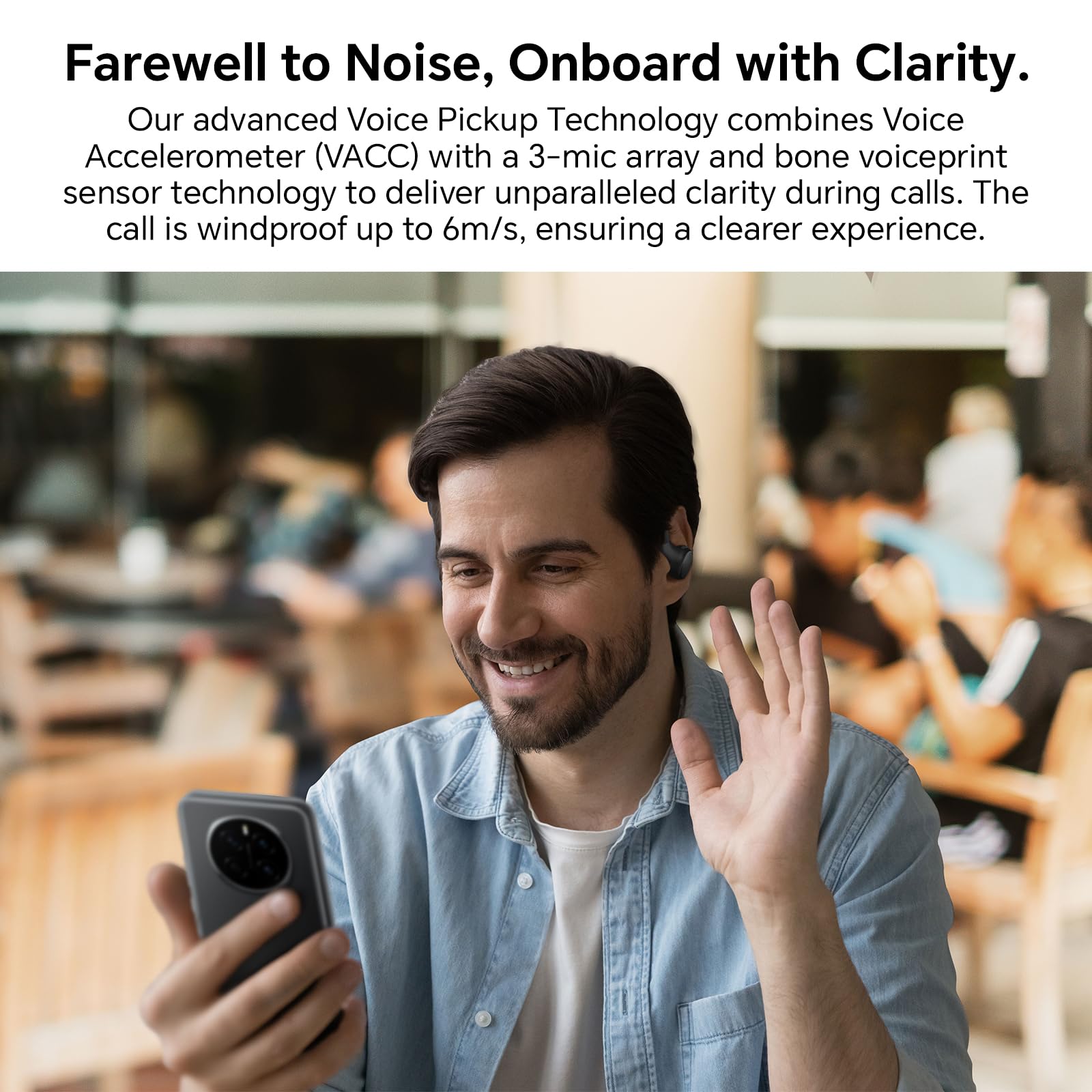 HONOR Earbuds Open Auricolari True Wireless con AI Live Translation, 3-Mic ANC Noise Cancelling Wireless Headphones, Bluetooth Headphones IP54 Waterproof 22H Battery Life, Android/iOS,Nero