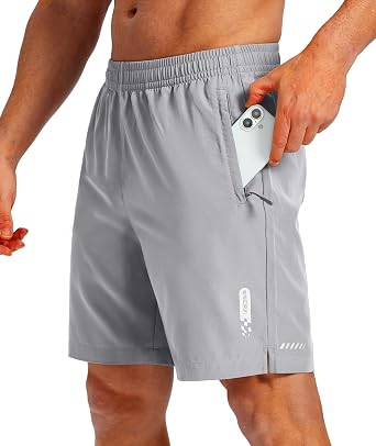ZITY Men's Shorts Gym Running Athlctic Shorts 7" Quick-Dry Breathable Basketball Workout Summer Shorts with Zipper Pockets M-3XL