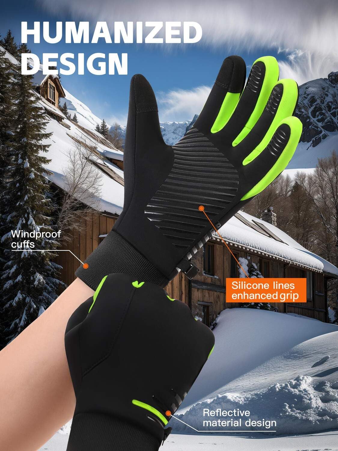 kyncilor Guanti Invernali Impermeabili Uomo,Guanti Moto Invernali Donna, Fodera Soffice, Touch Screen, Silicone Antiscivolo, Guanti Termici per Sci, Bici, Corsa