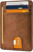 Vista 67 de Buffway - Billetera delgada minimalista de cuero con protección RFID para hombre y mujer Café Lichee