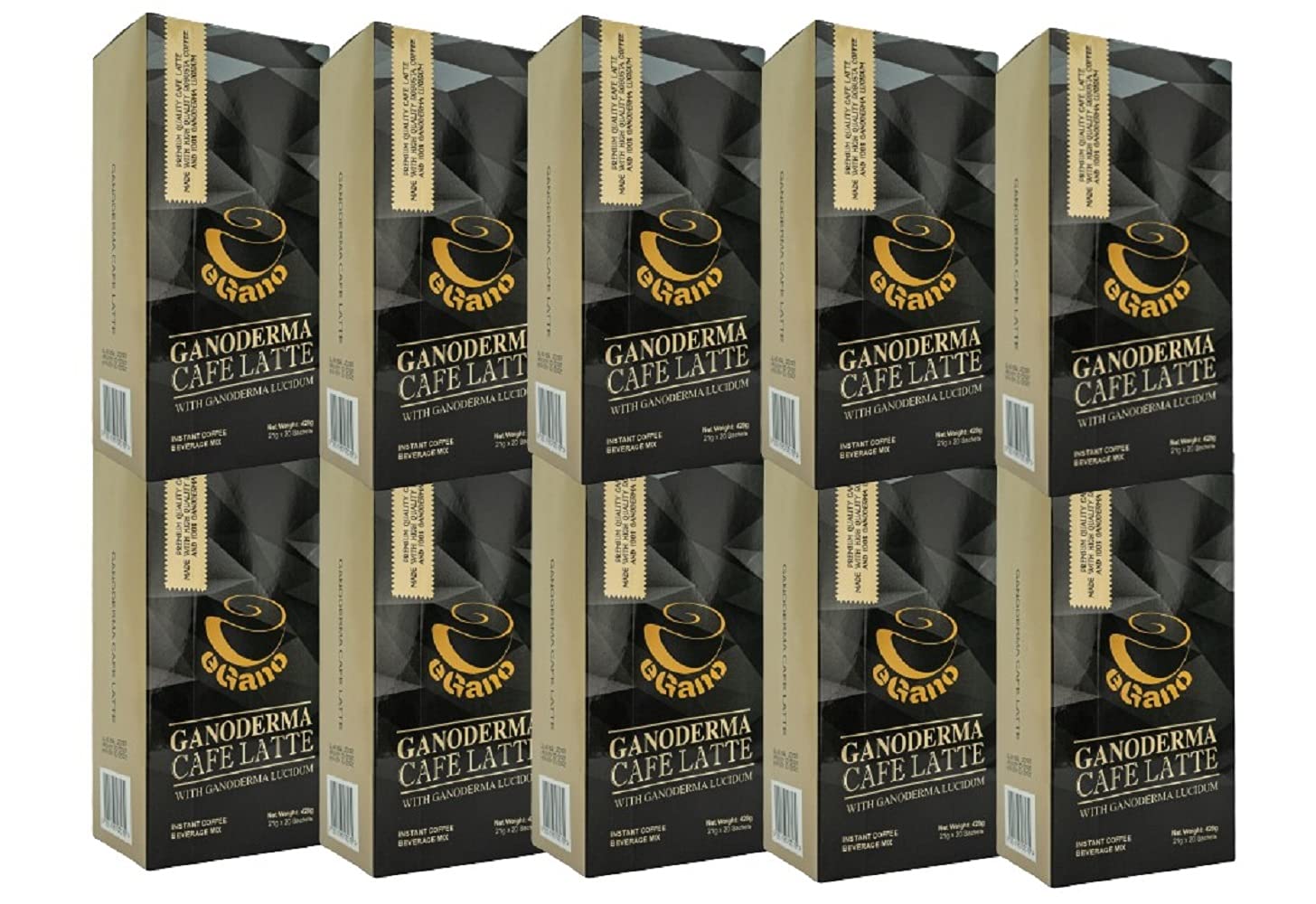 10 Boxes eGano Premium Ganoderma Café Latte Instant Coffee With Ganoderma Lucidum Extract (21g x 20Sachets / Box)