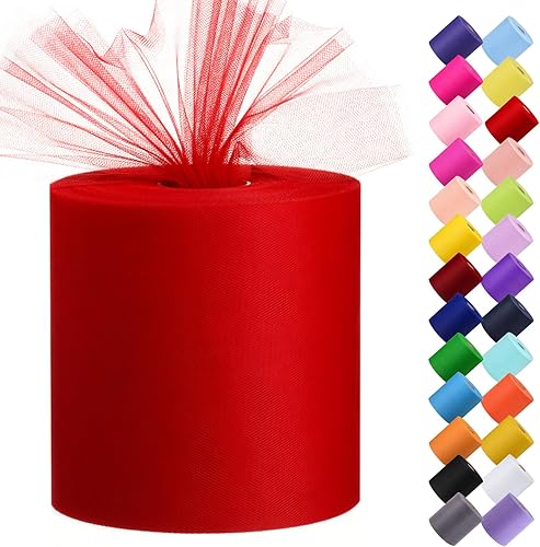 Miniatura 6 de Rollo de tela de tul, 6 pulgadas por 200 yardas (600 pies), carrete de tela de organza de tul para bricolaje, falda tutú, decoración de baby shower,