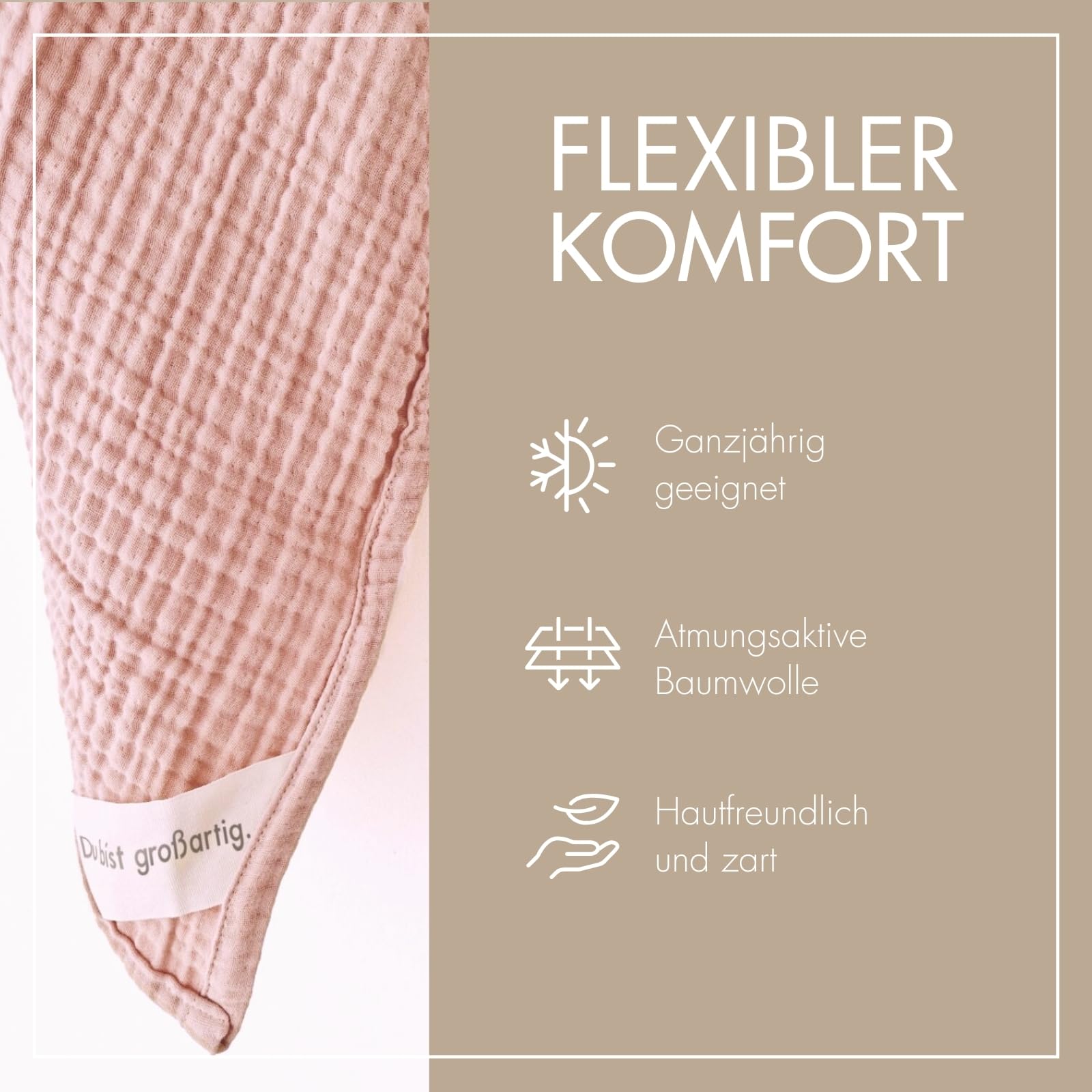 MOYO Musselin Babydecke Zartes Rosenholz I 75x100cm I Atmungsaktive Kuscheldecke aus Baumwoll-Musselin I Weiche Baby-Bettdecke für Junge & Mädchen I Baumwolldecke Geburt