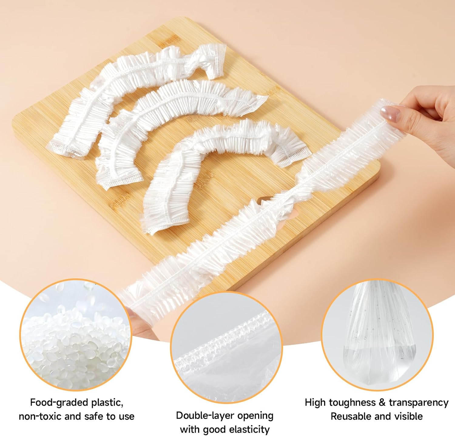 100 PCS Extra Large Plastic Bowl Covers With Storage Bag