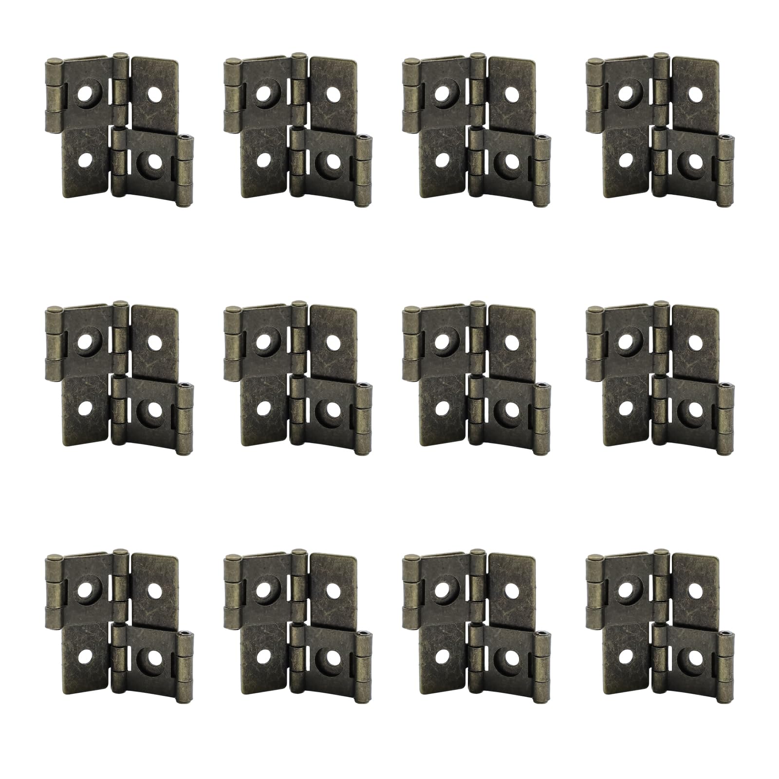 Antrader 2-Inch Retro Style Folding Double Acting Screen Hinge Bronze Tone Pack of 12