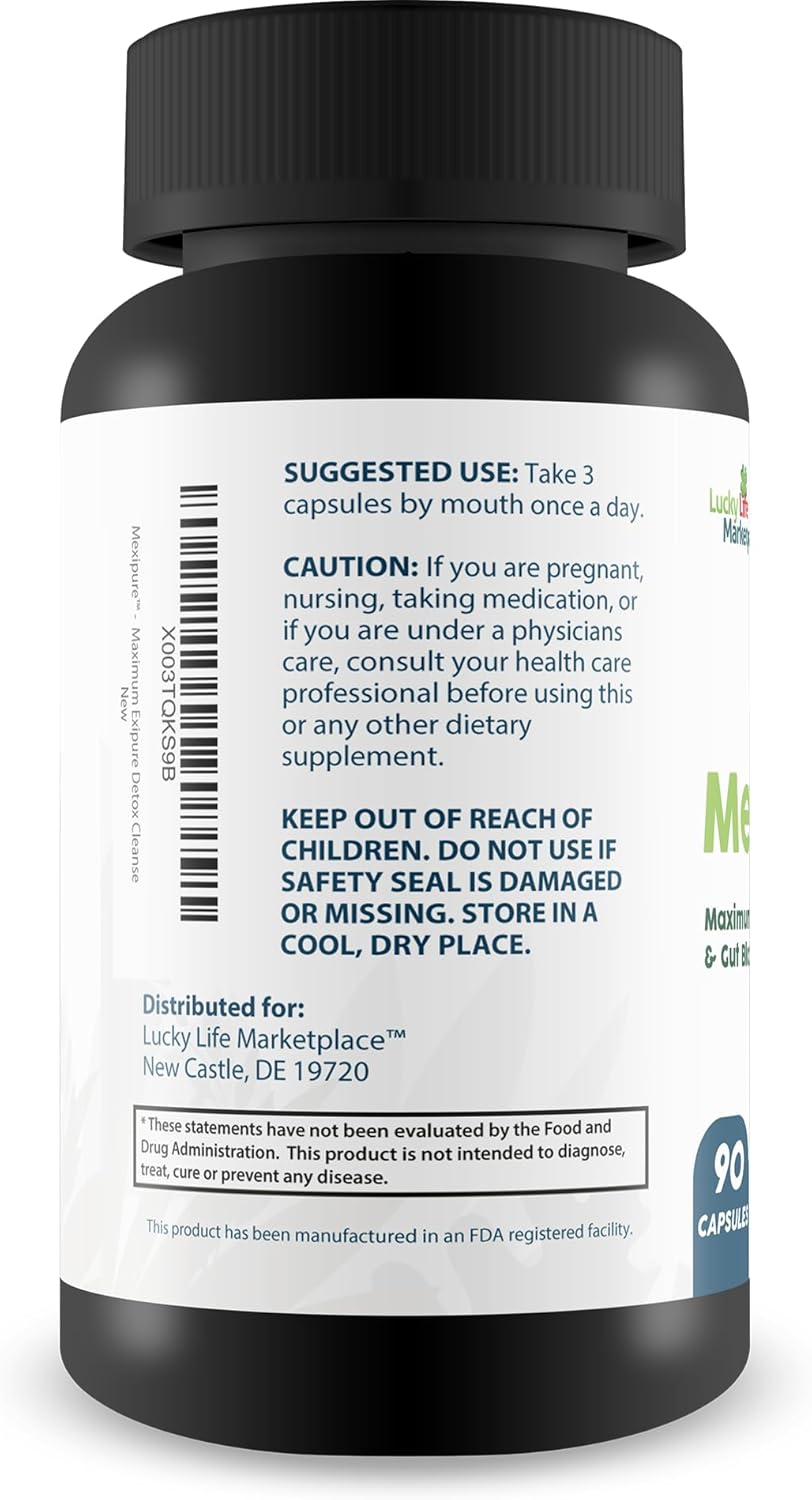 Mexipure - Maximum Exipure Detox Cleanse & Gut Bloat Reducer - Promote Healthy Digestion, Detoxification, Cleansing - Psyllium, Turmeric, Apple Cider Vinegar - Additional Immune Support Benefits
