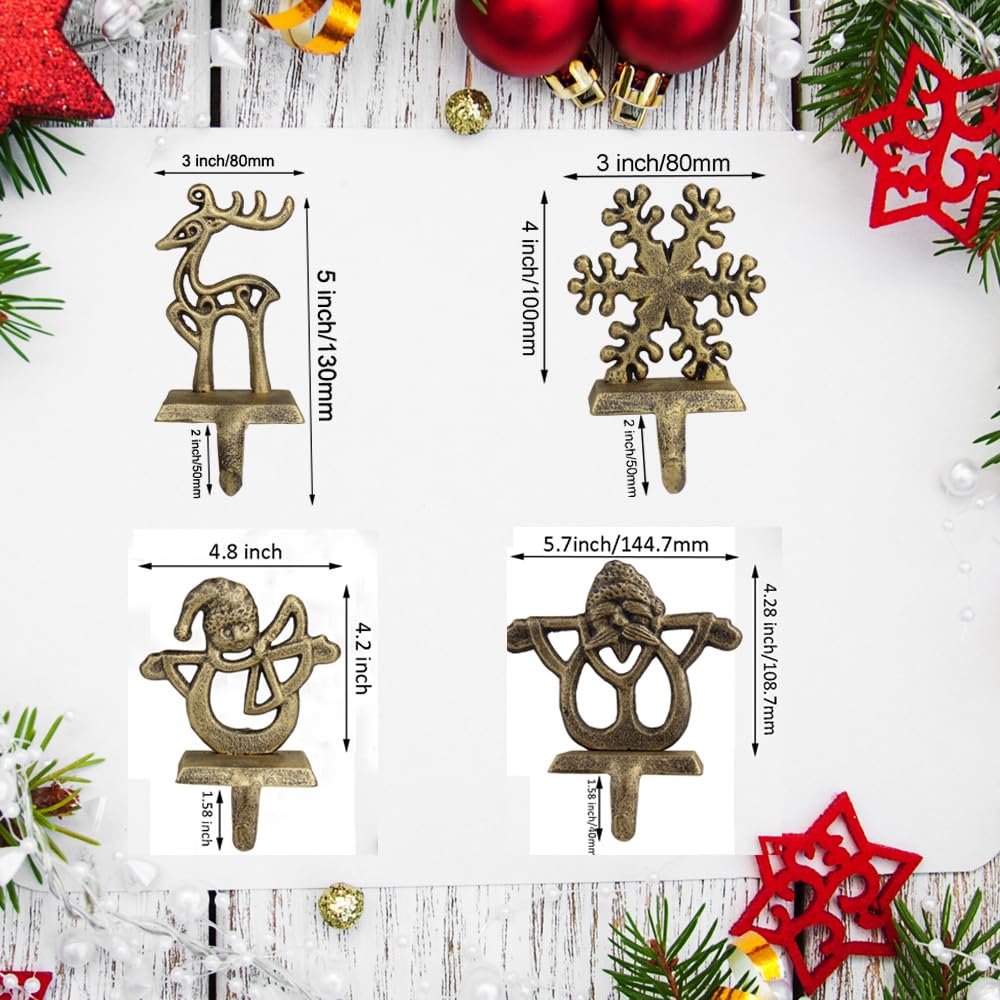 YWZHENYU 4 Pack Christmas Stocking Holder Durable Stocking Hanger Hooks for Mantel Fireplace Snowflake Stocking Hooks for Christmas Decor - Image 2
