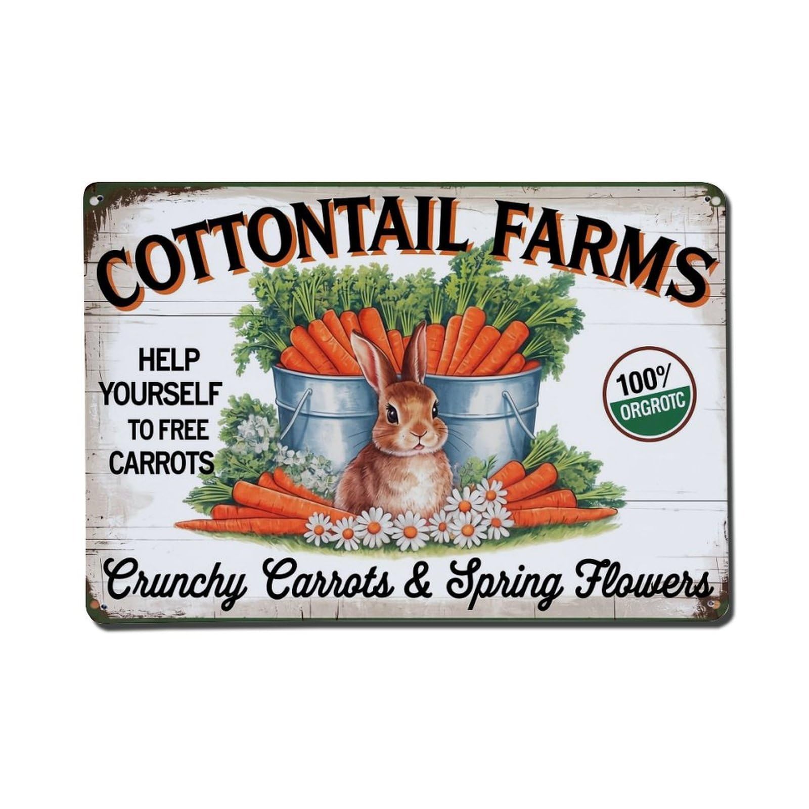 Cottontail Farms Carrot Rabbit Sign Metal Tin Sign Plaque
