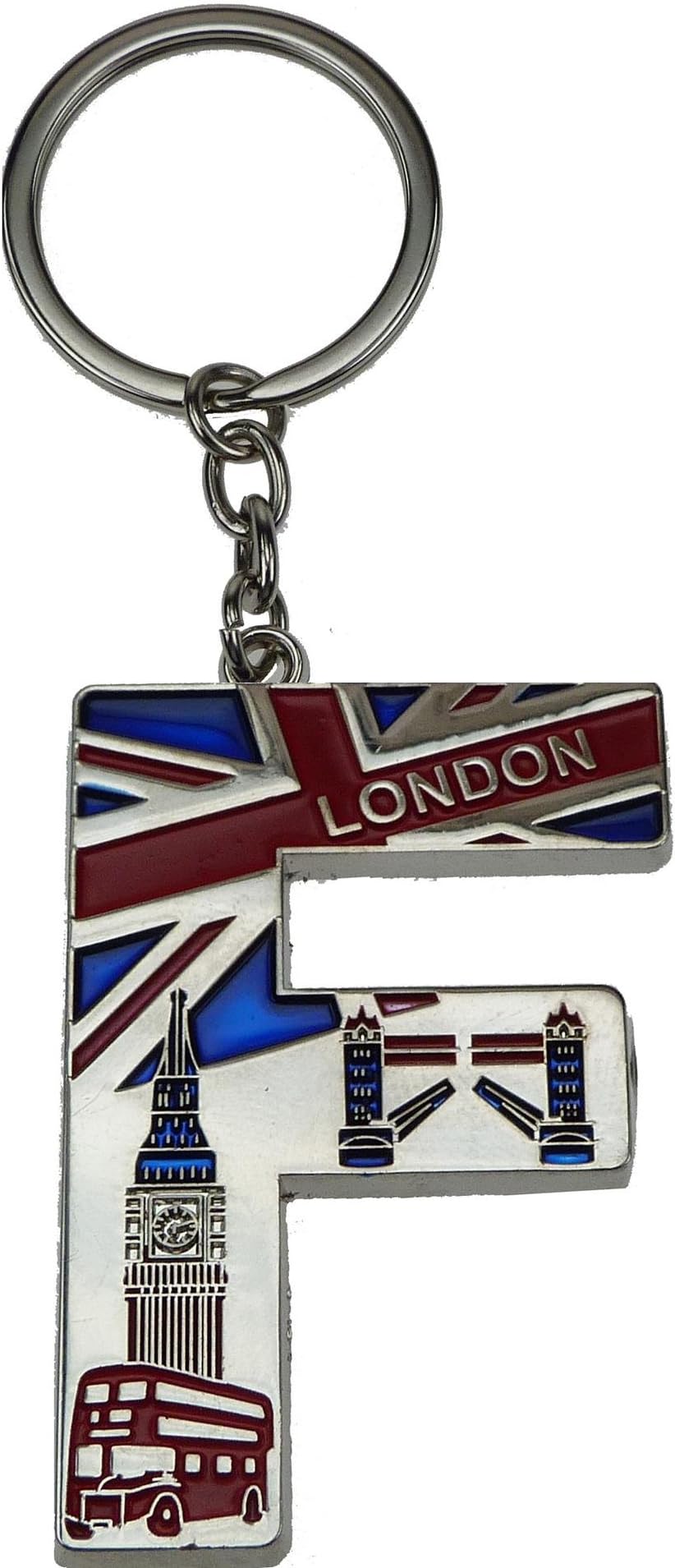 London Landmark Souvenir Alphabet Letters Name Sign Metal Key Ring Chain - A to Z (F)