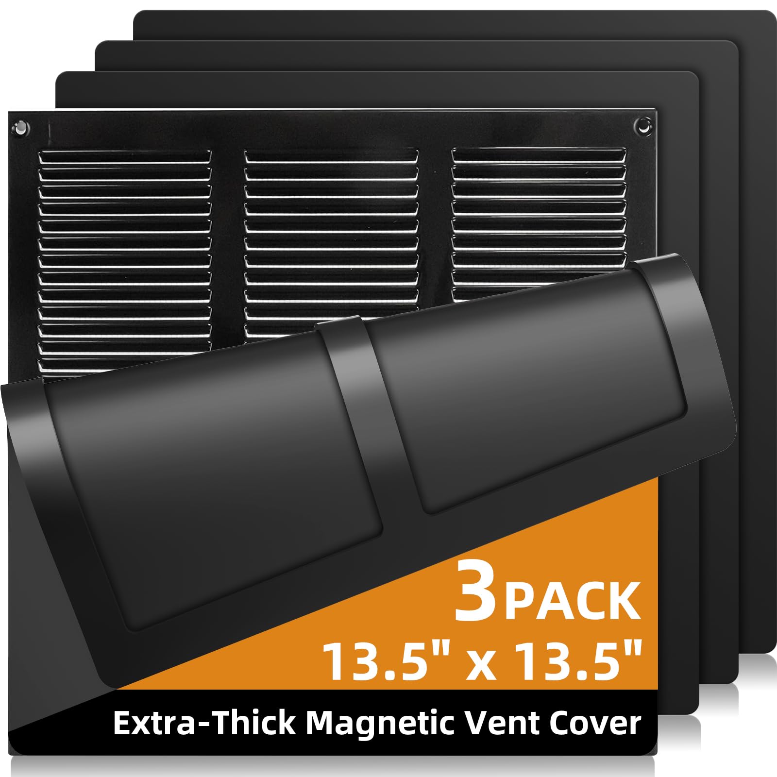 Cubiertas de ventilación magnéticas (paquete de 3) para sellado completo, 13.5 x 13.5 pulgadas para rejillas de ventilación del hogar, pared y techo, grosor mejorado para RV, HVAC y rejillas de