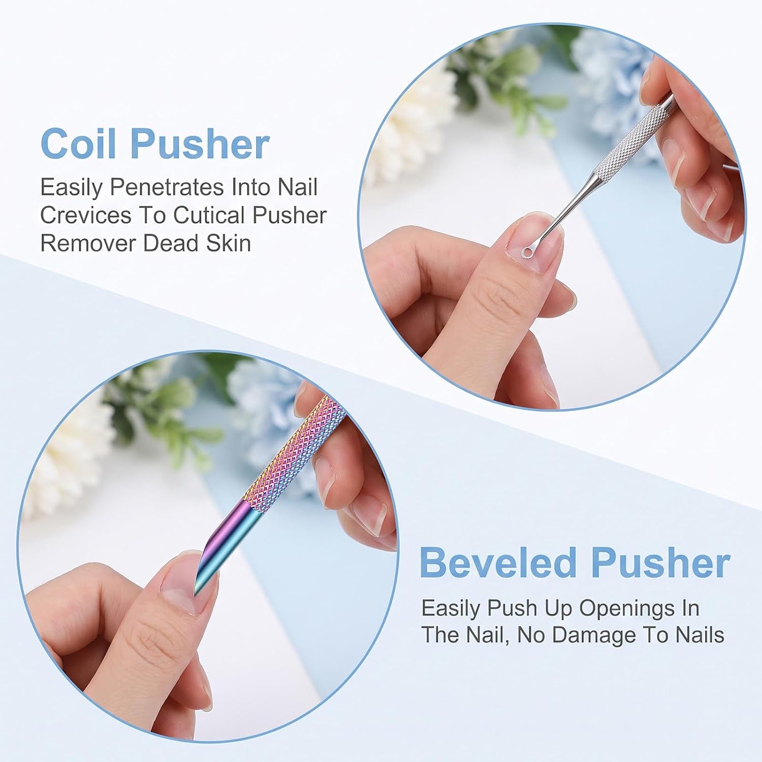 cobee 2 Pcs Pre Treatment Cuticle Pusher, Loop Cuticle Pusher Dual Ended