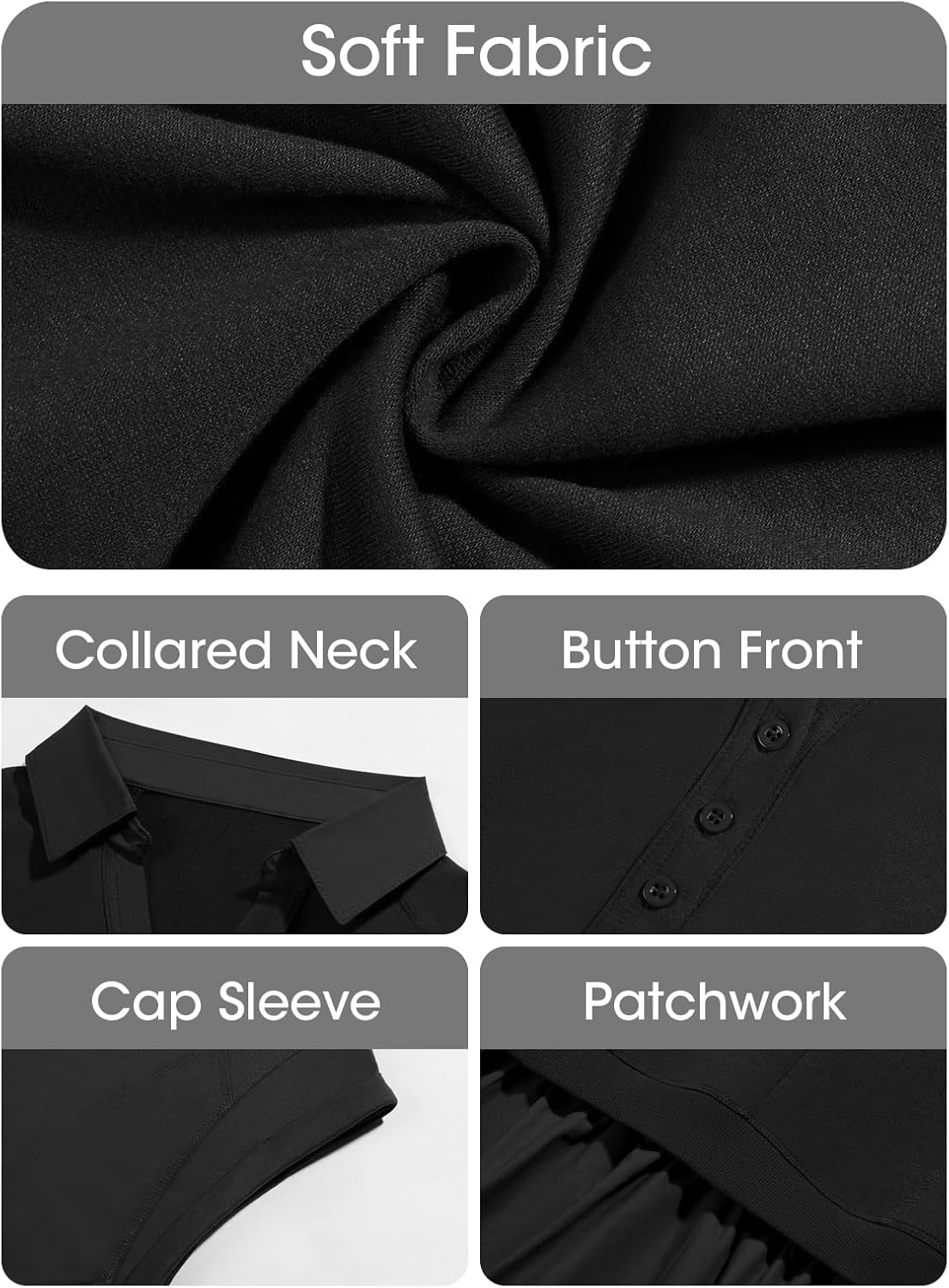 Fisoew Womens Summer Sweatshirt Dresses Short Sleeve V Neck Casual Oversized Patchwork Mini Dress - Image 7