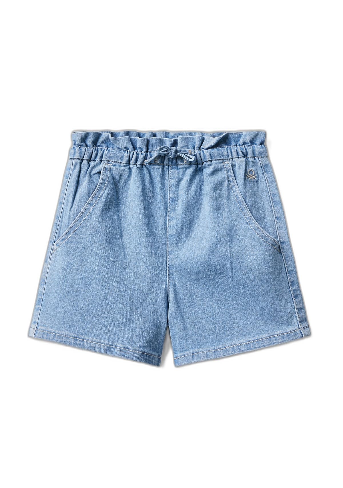 Kız Çocuk Beli Lastikli Ec0-Recycle Denim Şort