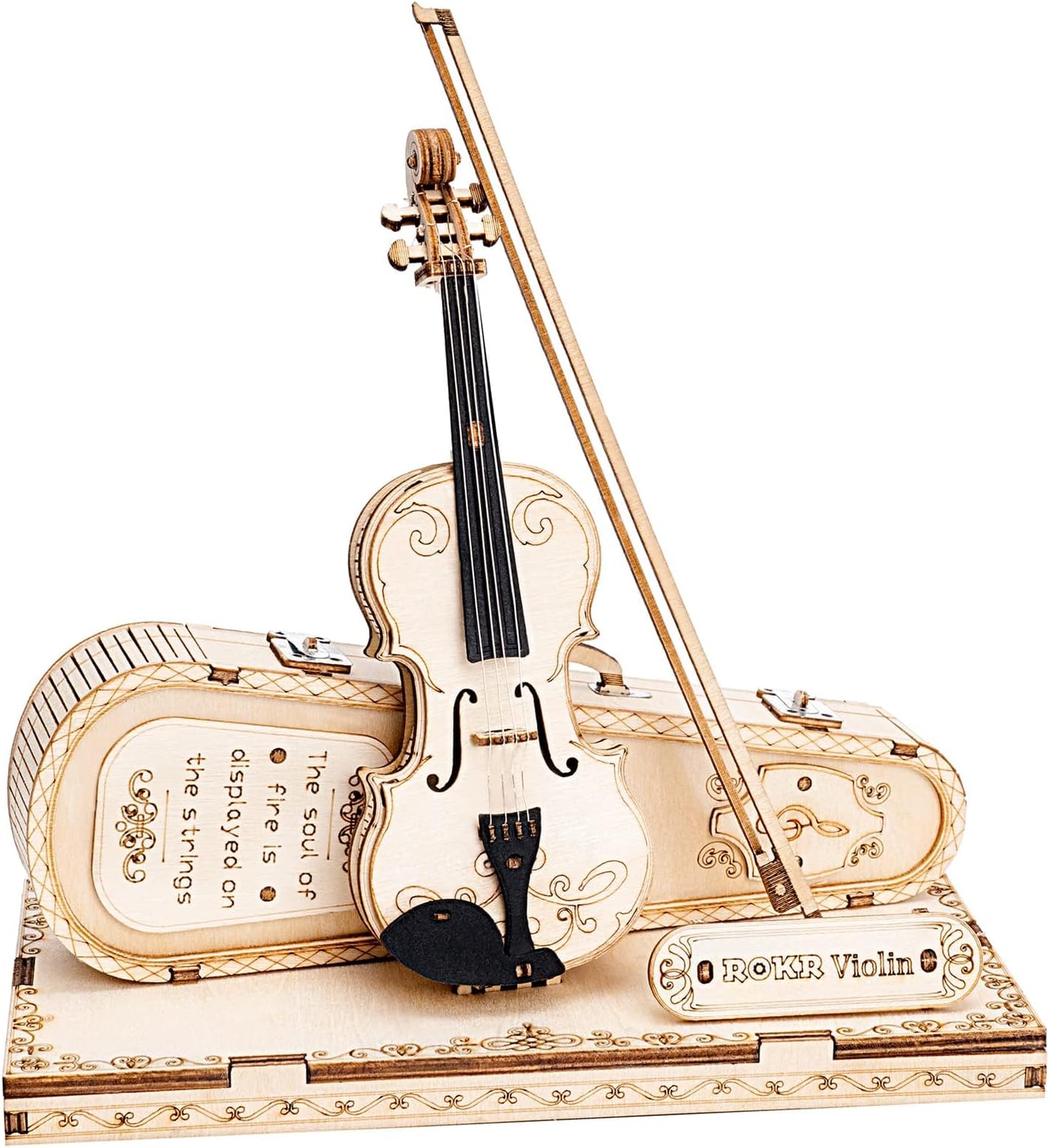 3D Puzzles Wooden Craft Kits Musical Instrument Model Kit Collectibles Home Desk Decor Gift for Men Women Hobby for Adults (Violin Capriccio)