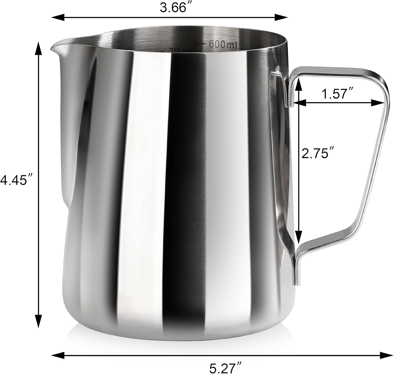 New Star Foodservice Commercial Grade Stainless Steel 18/8 Frothing Pitcher (20-Ounce (Frothing Pitchers)) - Image 2