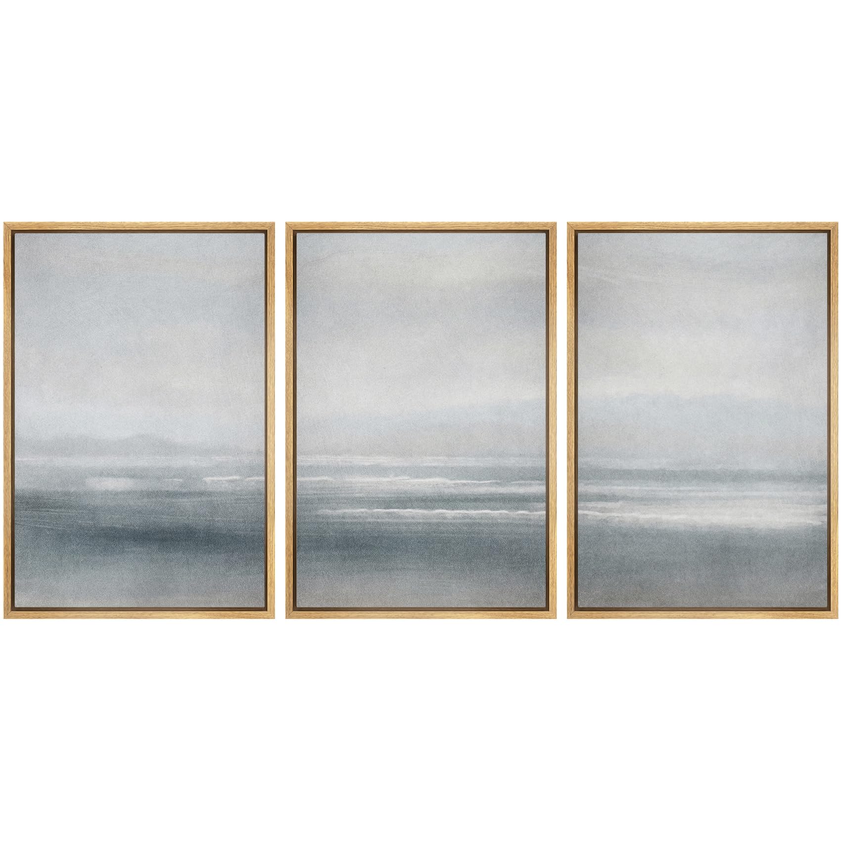 SIGNWIN Framed Canvas Print Wall Art Set Coastal Serenity Abstract Seaside Illustrations Modern Art Decorative Rustic Calm/Zen for Living Room, Bedroom, Office - 24"x36"x3 Natural — view 46