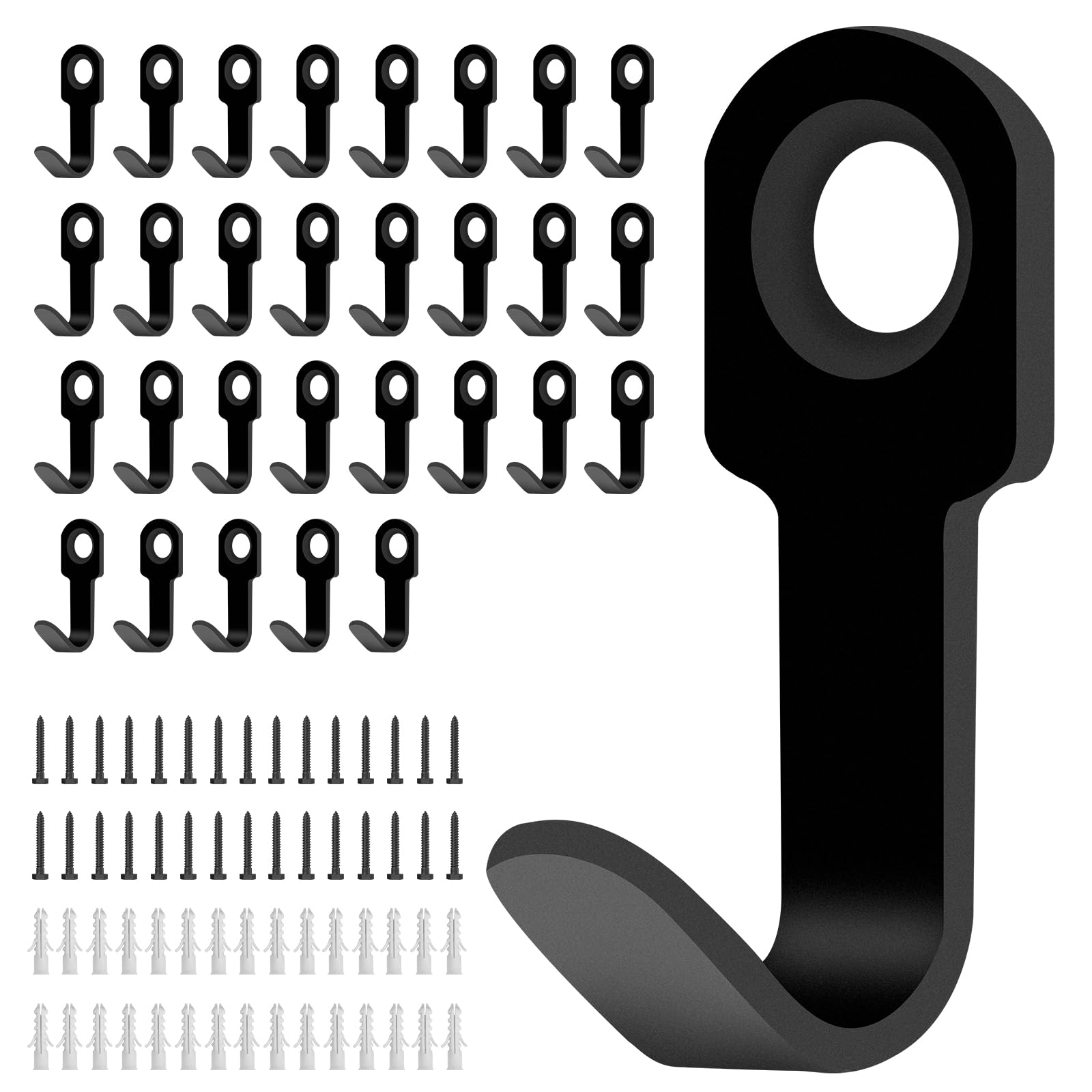 BATENGKEJI 30 Pcs Black Coat Hooks Wall Mounted, Mini Single Heavy Duty Metal Door Wall Hooks for Hanging Clothes Key Cup Hat Towels Bags Robe Hanger Hook Bedroom Kitchen Bathroom(Mini Size)