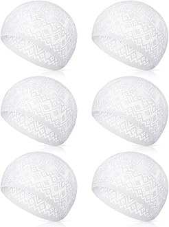 6 Pcs Eid Muslim Prayer Kufi Hat for Men Prayer Headwear Cap Islamic Beanie Skull Cap Embroidery Kofia Topi