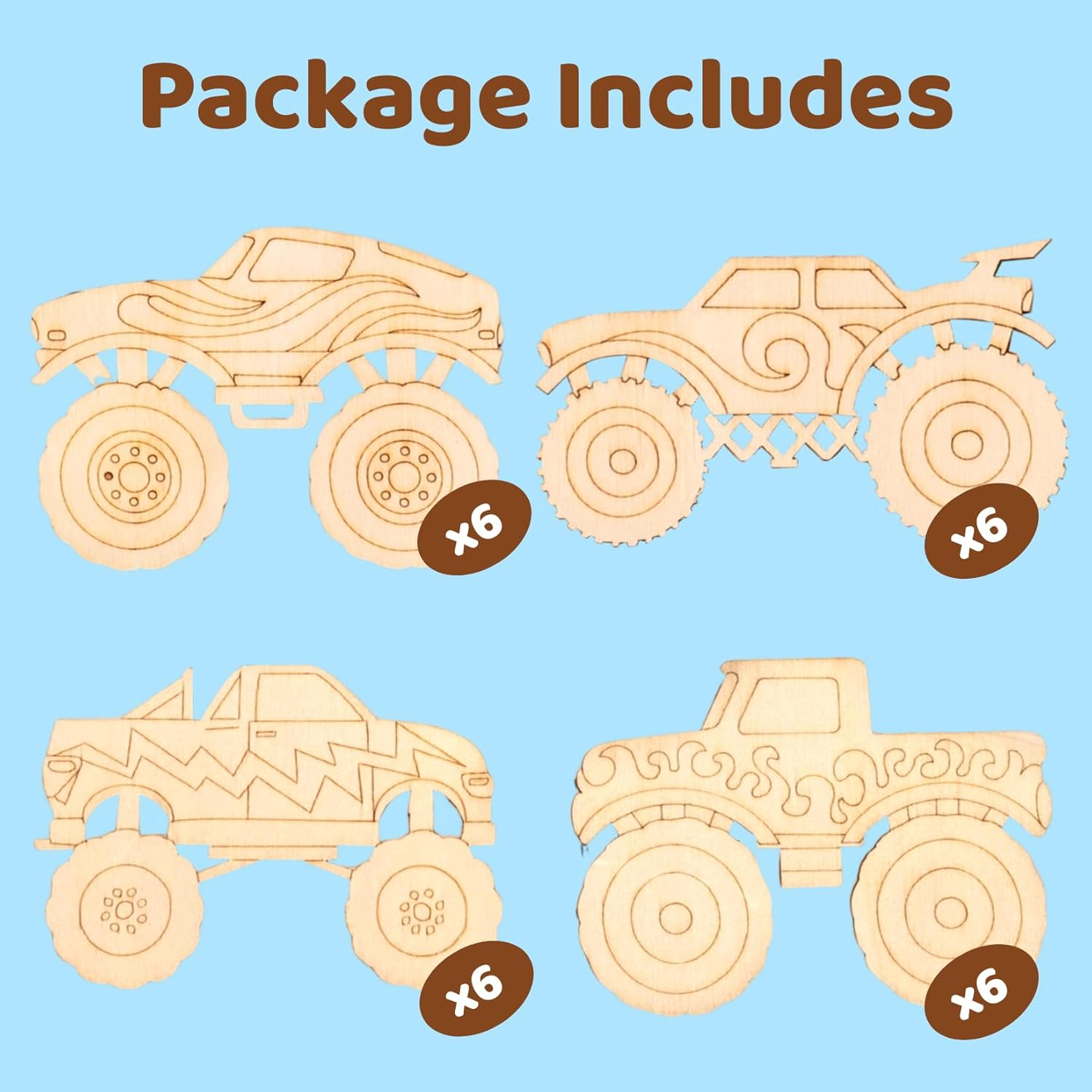 GOGREENWOVEN Monster Truck Party Favors - 24 PCS Truck Car Birthday Party Supplies - Car Cards & Paint Crafts - Monster Trucks Birthday Decorations Goodie Bags Gifts Prizes for Kids Boys Toddler - Image 3