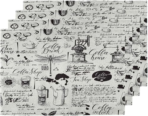 Modern Retro Theme Placemats Set of 4 Table Mats Washable Placemat Waterproof Place Mats for Party Home Dining Table Decor 18x12 in