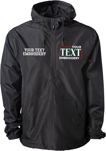 TEEAMORE Custom Embroidered Windbreaker Half-Zip Jacket for Men Women Personalized Embroidery Rain Jacket