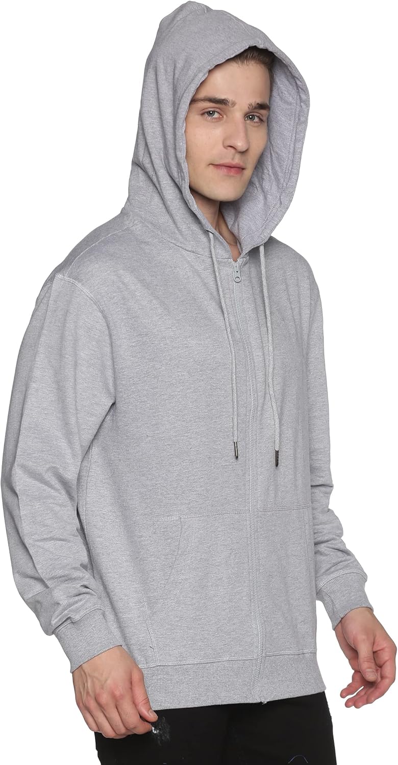 Zip Up Hoodie Men 100% Cotton Fleece Heavyweight Hooded Sweatshirt, Comfortable Full Zipper Jacket for Adults. - Image 2